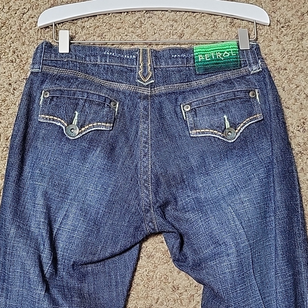 Petrol.  dark blue denim jeans